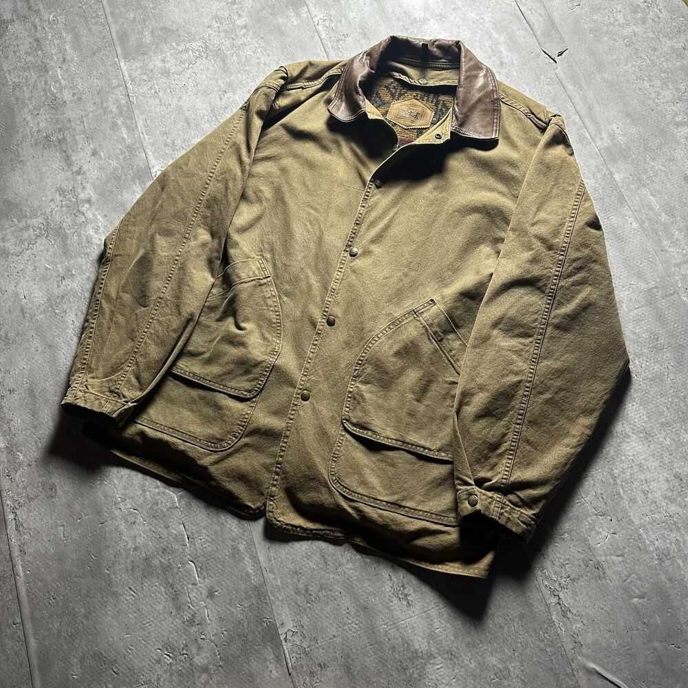 Vintage 90s aztec lined Woolrich Canvas Blanket Lined Barn Jacket